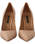 Elegant Beige Nude Leather Pumps