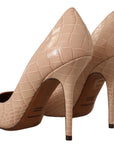 Elegant Beige Nude Leather Pumps