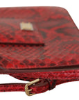 Elegant Red Leather Ayers Snake Clutch
