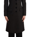 Elegant Wool-Cashmere Blend Coat in Black Gray