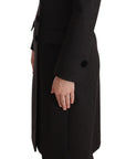 Elegant Wool-Cashmere Blend Coat in Black Gray