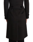 Elegant Wool-Cashmere Blend Coat in Black Gray