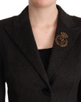 Elegant Wool-Cashmere Blend Coat in Black Gray