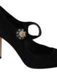 Elegant Black Suede Mary Janes Pumps