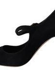 Elegant Black Suede Mary Janes Pumps