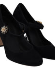 Elegant Black Suede Mary Janes Pumps