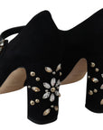 Elegant Black Suede Mary Janes Pumps