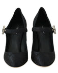 Elegant Black Crystal Brocade Pumps