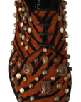 Tiger Pattern Crystal Embellished Flats