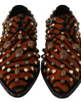 Tiger Pattern Crystal Embellished Flats