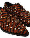 Tiger Pattern Crystal Embellished Flats