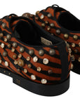 Tiger Pattern Crystal Embellished Flats