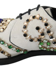 Elegant White Suede Dress Flats with Crystals