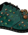 Emerald Leather Dress Shoes with Crystal Accents