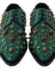 Emerald Leather Dress Shoes with Crystal Accents