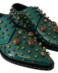 Emerald Leather Dress Shoes with Crystal Accents