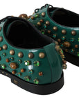 Emerald Leather Dress Shoes with Crystal Accents