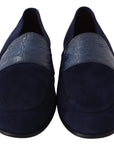 Elegant Blue Suede Leather Loafers