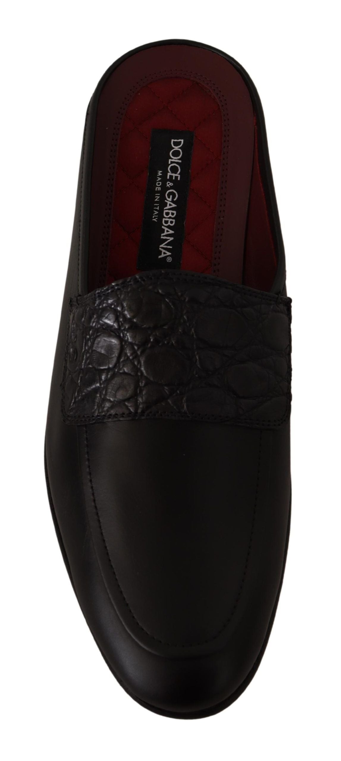 Exquisite Black &amp; Burgundy Leather Slides