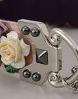 Beige Floral Leather Shoulder Strap Accessory