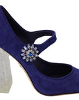 Elegant Purple Suede Mary Janes Pumps