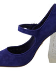 Elegant Purple Suede Mary Janes Pumps