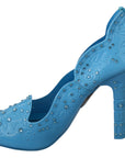 Crystal Embellished Blue Cinderella Pumps