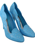 Crystal Embellished Blue Cinderella Pumps