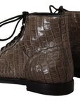 Elegant Crocodile Derby Brogue Boots