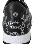 Elegant Black & Silver Leather Sneakers