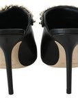 Elegant Black Gold Leather Pumps