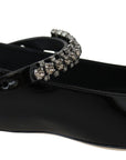 Elegant Black Patent Flats with Crystal Accent