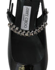 Elegant Black Patent Flats with Crystal Accent