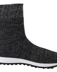 Elegant Knitted Lurex Sneakers in Black and Silver