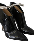 Elegant Black Patent Heeled Boots