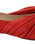 Chic Red Pointed Toe Leather Flats