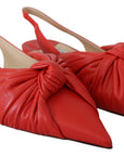 Chic Red Pointed Toe Leather Flats