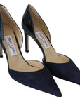 Elegant Navy Suede Pointed Toe Pumps