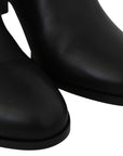 Elegant Black Calf Leather Heeled Boots