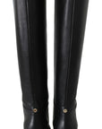 Elegant Black Calf Leather Heeled Boots