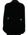 Elegant Black Silk-Blend Jacket with Waist Belt