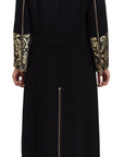 Elegant Gold Black Jacquard Trench Coat