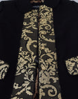 Elegant Gold Black Jacquard Trench Coat