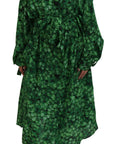 Silk Green Leaves Print Trench Jacket