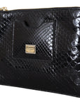 Exotic Leather Black Wristlet Wallet