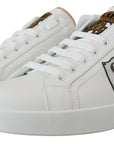 Regal Gold-Accent Leather Sneakers