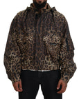 Elegant Leopard Print Hooded Jacket