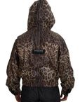 Elegant Leopard Print Hooded Jacket