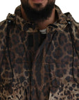 Elegant Leopard Print Hooded Jacket