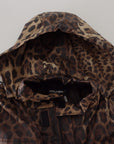 Elegant Leopard Print Hooded Jacket